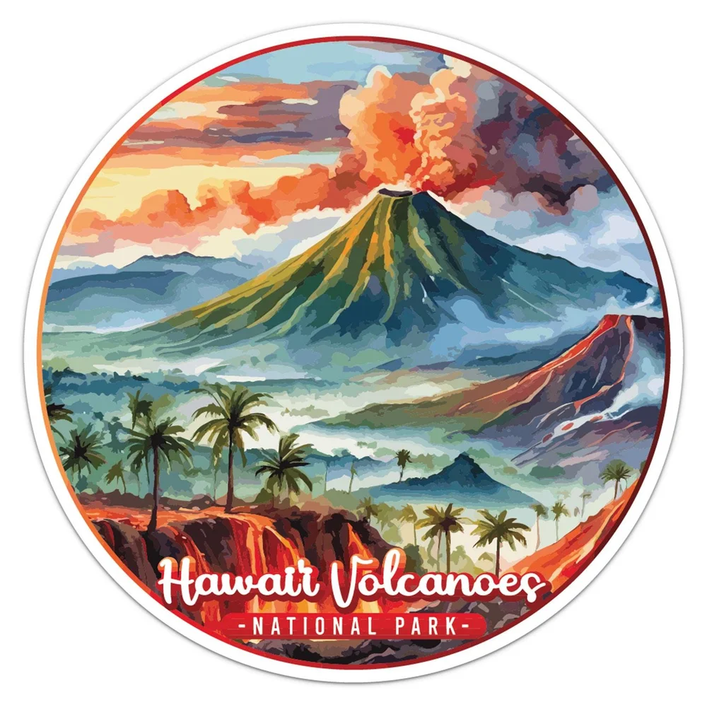 Hawaii Volcanoes National Park Vinyl Car Sticker Decorative Decal for Camper Window and Travel Case Travel Theme Decor