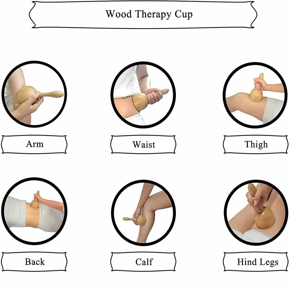 Wooden Handheld Massage Cup,Wooden Swedish Cup, Lymphatic Drainage Massage Tool,for Body Sculpting Anti-Cellulite Gua Sha