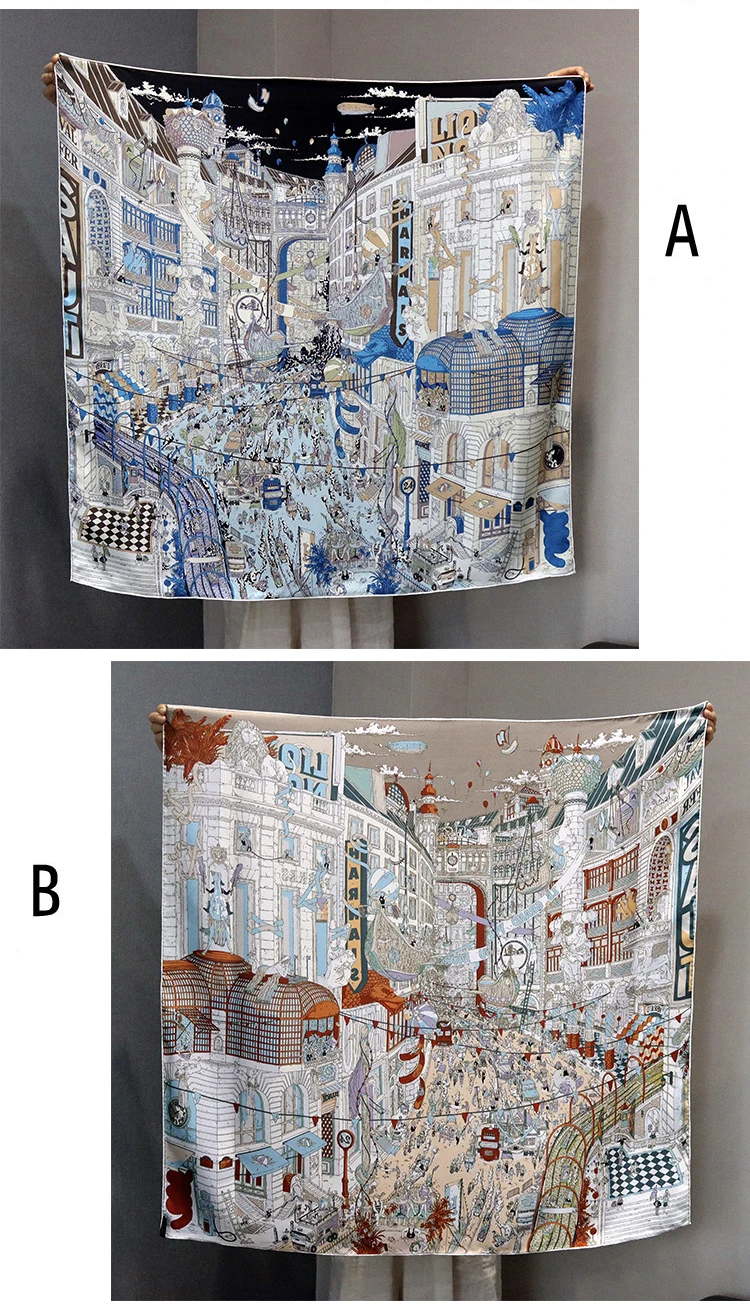 Double sided Scarf Mulberry Silk Scarf AB Face Women Square Bandanas 90CM Hand Rolled Foulard Headband Shawls Scarves