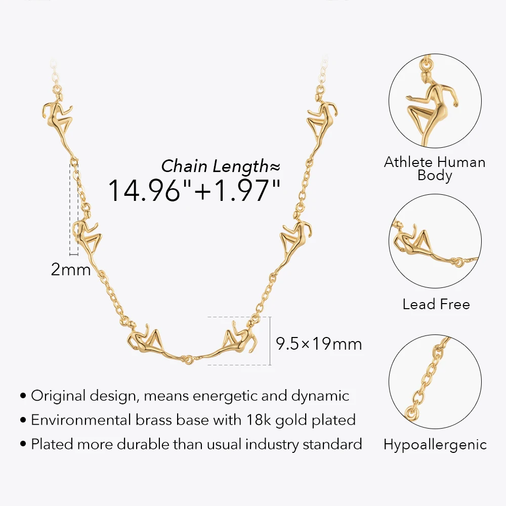 ENFASHION Athlete Dancer Figure Necklace For Women Collares 18K Gold Color Necklaces Fashion Jewelry Graduation Party P223309