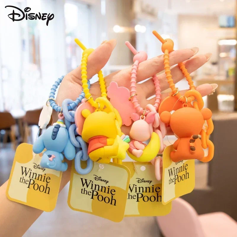 Disney Winnie The Pooh Keychain Action Anime Figures Tigger Eeyore Piglet Pendant Cartoon Car Backpack Ornaments Kids Gifts