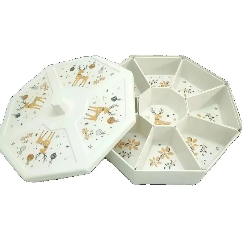 Dried fruit plate, national style candy box, compartmental, nut plate, snack household melon seed box, storage box, fruit plate