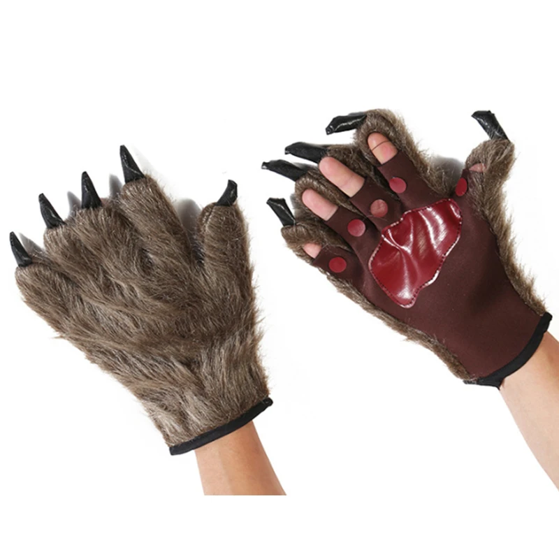 

Halloween Wolf Gloves Werewolf Gloves Gorilla Gloves Halloween Purim Masquerade Party Stage Hands Paws Claw Props Cosplay 1 Pair