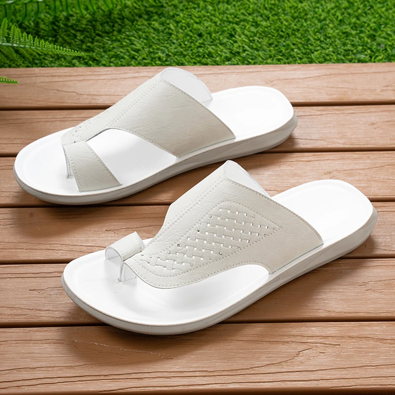 

Summer New Men's Woven Toe Post Sandals Soft Bottom Anti-slip Wear-resistant Outdoor Casual Beach Slippers-2517