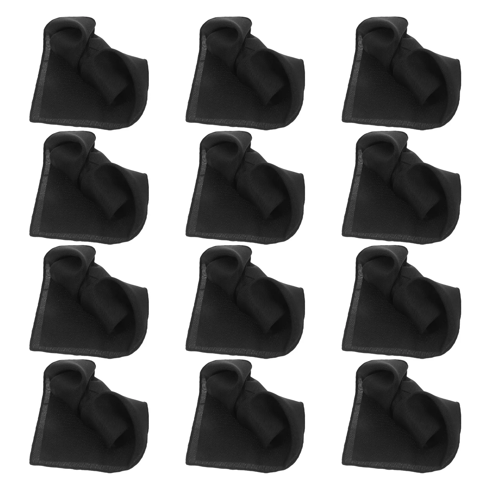 12 قطعة مناديل قماش البوليستر الأسود مقاس 17 × 17 بوصة قابلة لإعادة الاستخدام وقابلة للغسل في العشاء لفندق حفلات الزفاف والولائم