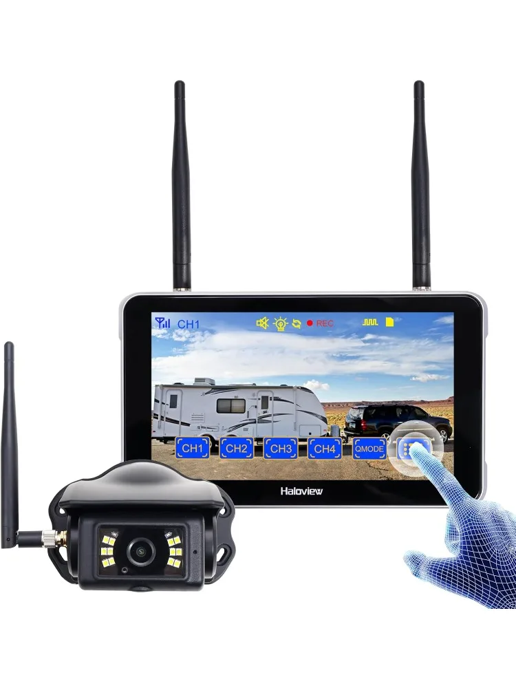 

BT7 Touch RV Backup Camera Wireless 2.4G Digita FHD 1080P DVR Rearview Full-Color Night Vision Cam and 7" Touch Screen Monitor