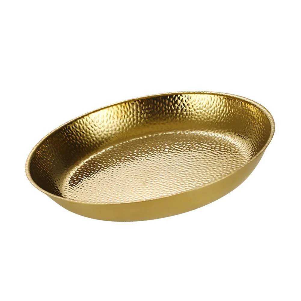 Decorative Stainless Steel Bowl with Gold Hammered Finish 31 x 4.5 cm for Kitchen For Home Restaurant Food Serving Needs