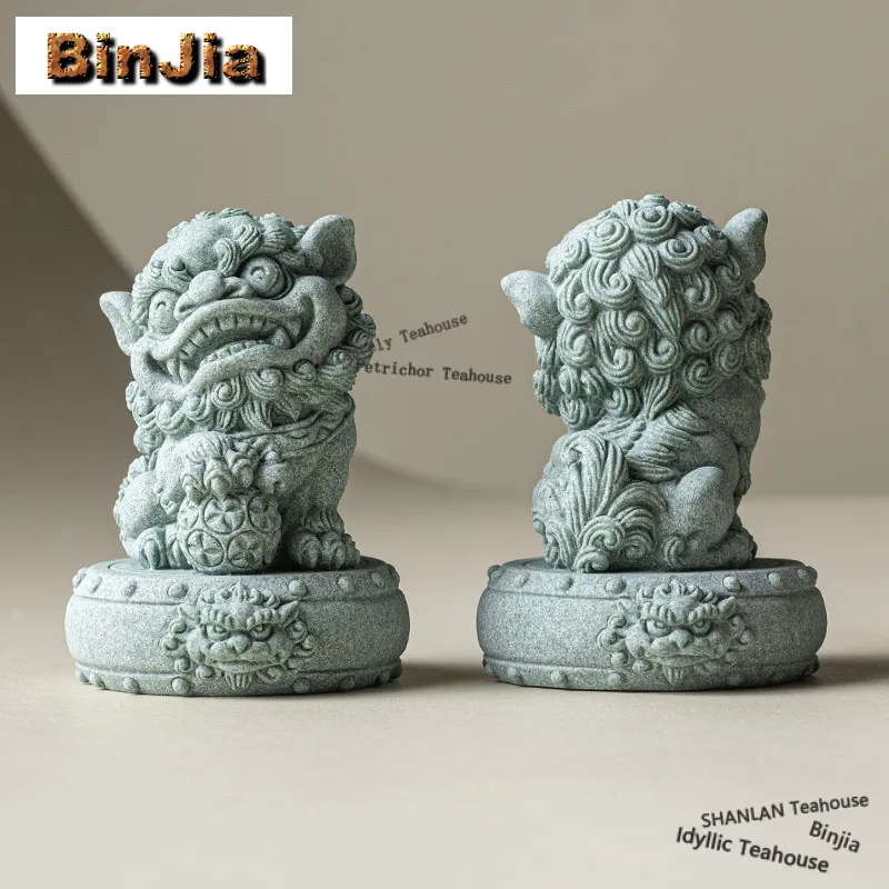 

Зеленый песчаник, фигурка льва, украшение для чайной церемонии, игрушка, статуэтка, аксессуар, подарок