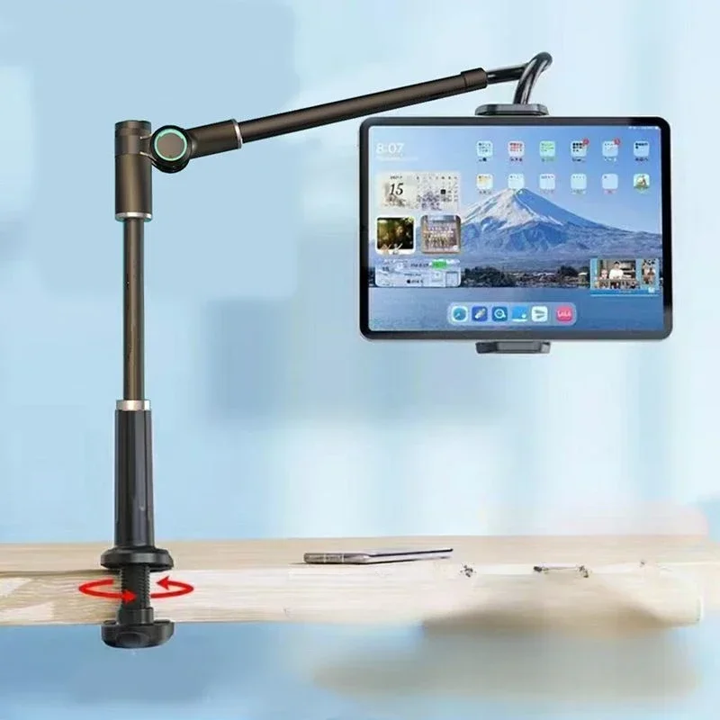 Tablet & Phone Stand Holder, Gooseneck Cell Phone Bed Holder with 360°Adjustable Clip, Compatible with iPhone/iPad/Tablet ,Black