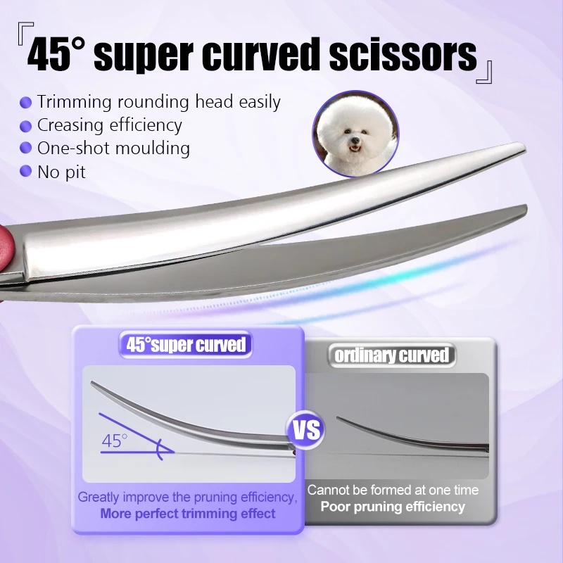 Crane Big Super Curved Scissors 45° 6.5 Inch VG10 Steel Pet Dog Grooming Scissors Hair Curved Shears ножницы tijeras tesoura