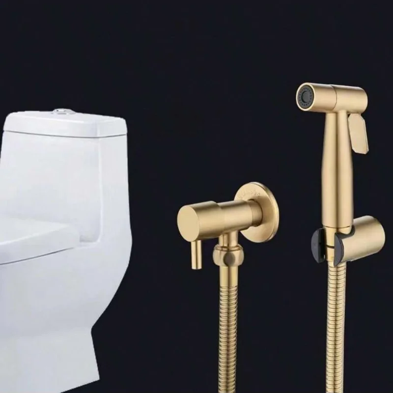 

Brushed Gold Toilet Bidet Spray Gun Women's Washing Machine Set 304 Stainless Steel High-pressure Bathroom Toilet Companion