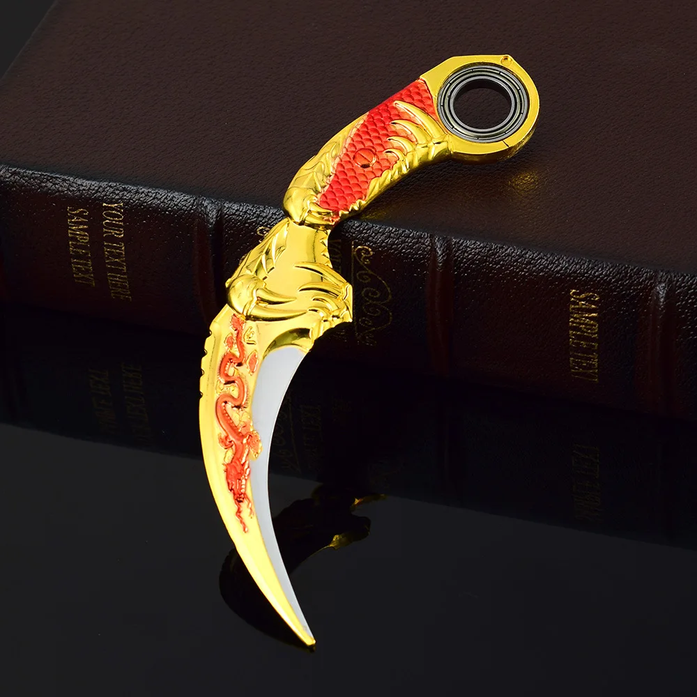 17CM Karambit Game Leven en Dood Perifere Wapen Donkere Maan Dubbele Doornen Metalen Model Mes Zwaard Ornament Geschenken Speelgoed voor Jongens