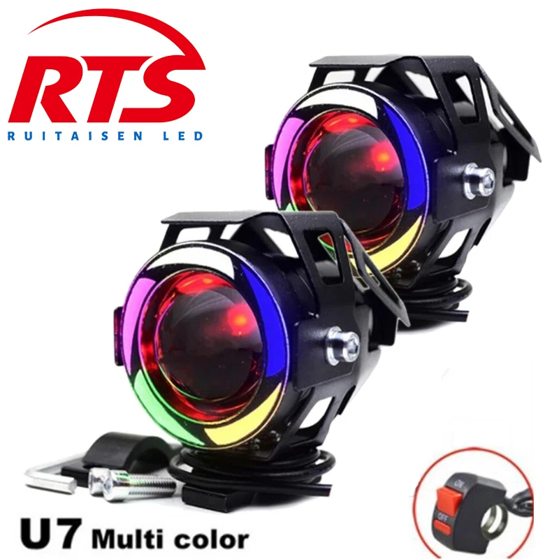 RTS reflektor motocyklowy Led z kątowymi oczami dodatkowe reflektory przeciwmgielne uniwersalne motocyklowe pomocnicze lampa do jazdy LED U7