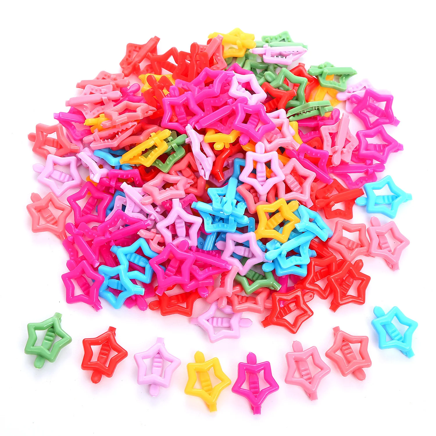 50Pcs/Lot Fashion Children Hairpin Color Plastic Barrette Cartoon Flower Bow Baby Hairpins Kids Hairgrip Girl Hair Accessories