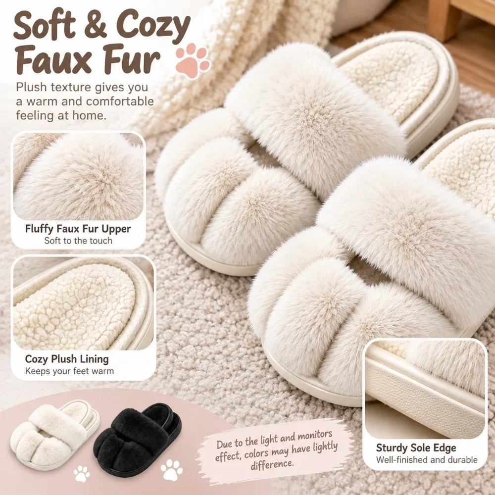 Creative Soft Lining Cat Claw Slippers Winter Warm Non-Slip Furry Animal Slippers Furry Cosplay Paw Shoes Indoor