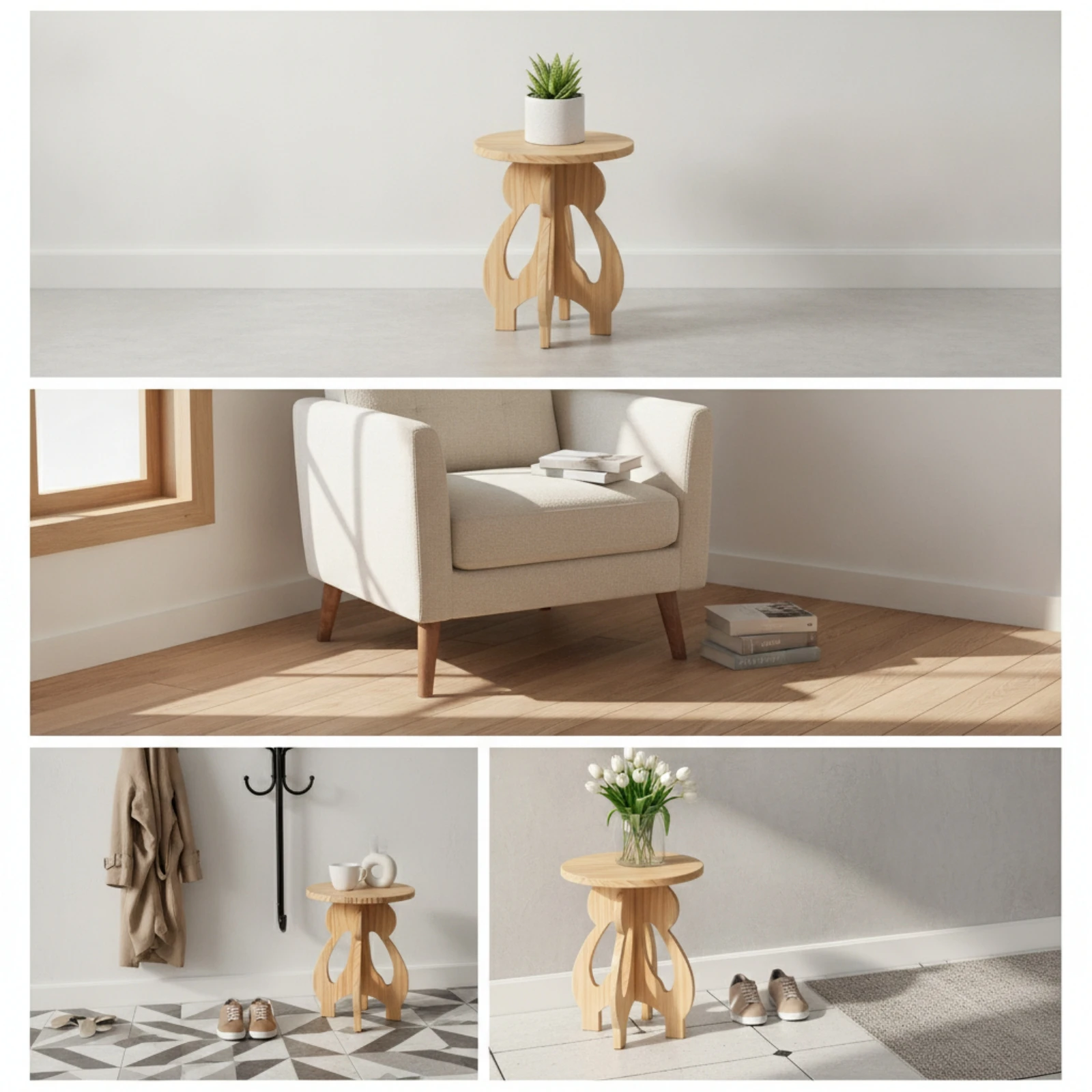 Fir Wood Stool Compact Fir Stool Footstool Small Furniture Long-Lasting for Entryway, Living Room