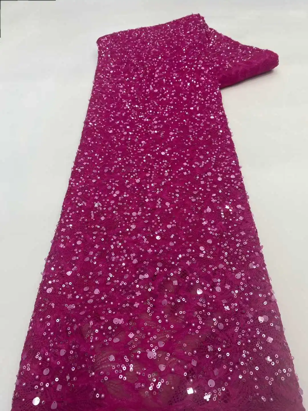 

French Embroidery Groom Tulle Lace Fabric High Quality 5 yards African Nigerian Sequin Lace Fabric for Wedding Dress Women