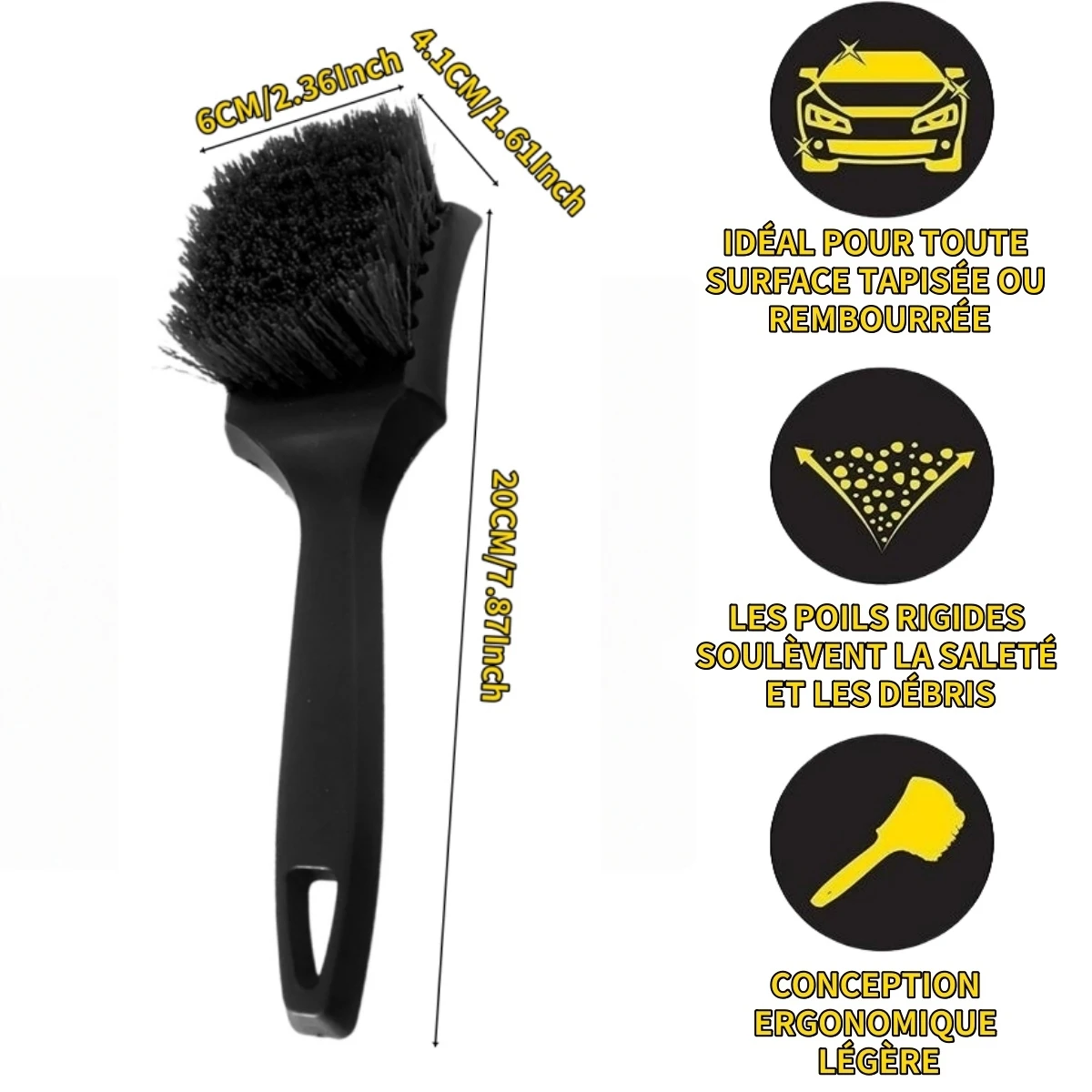 Wheel Brush Long Handle Soft Bristle Tire Rim Cleaning Brush for Brake Dust Car Detailing Tool for SUV Truck Auto