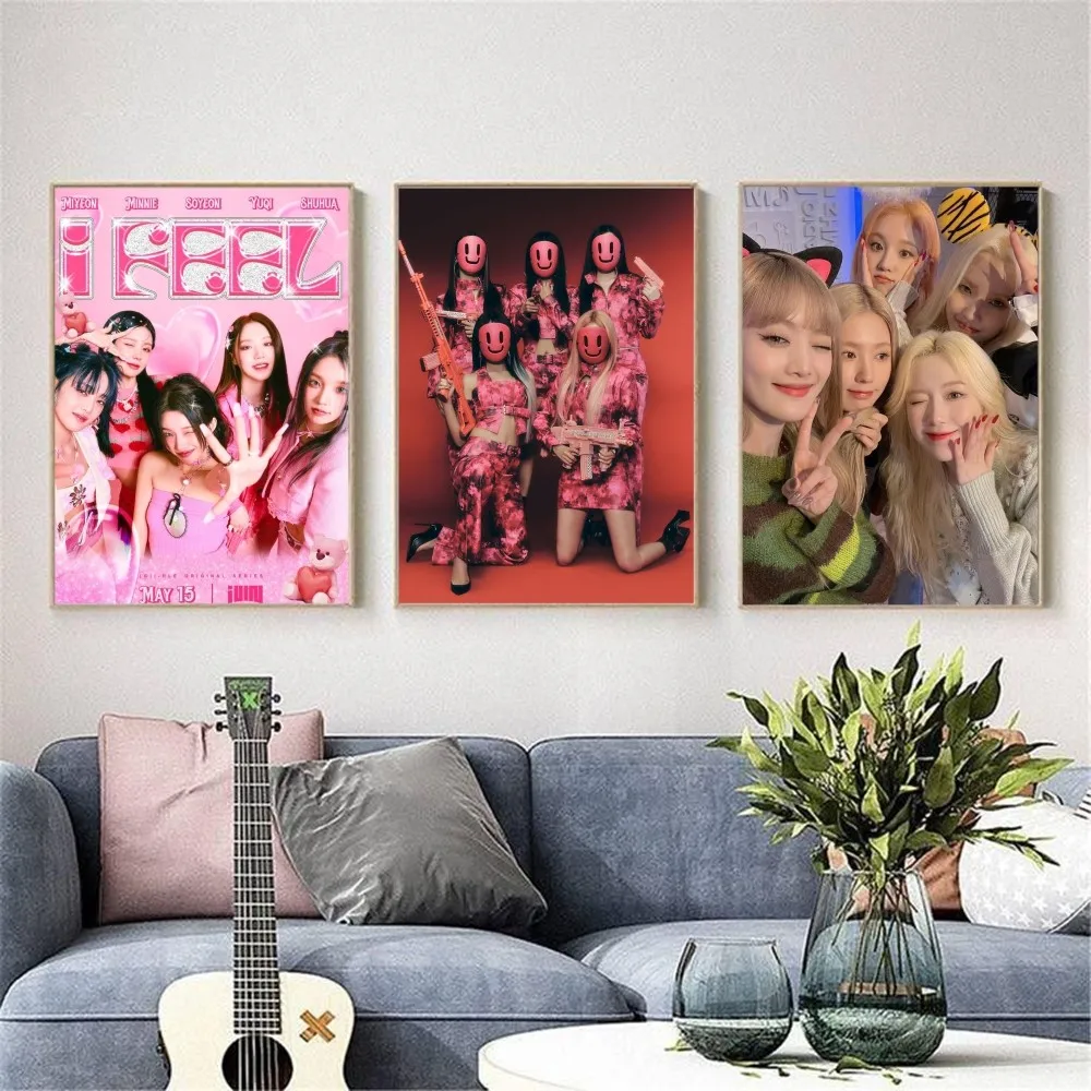 Kpop G-I-DLE Gidle Poster HD art sticky wall waterproof home living room bedroom bar aesthetic decoration