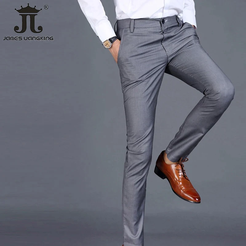 M-6XL Men\'s Casual Suit Pants Lumbar Stretching High-quality Pure Color Formal Business Office Male Trousers Superior Quality