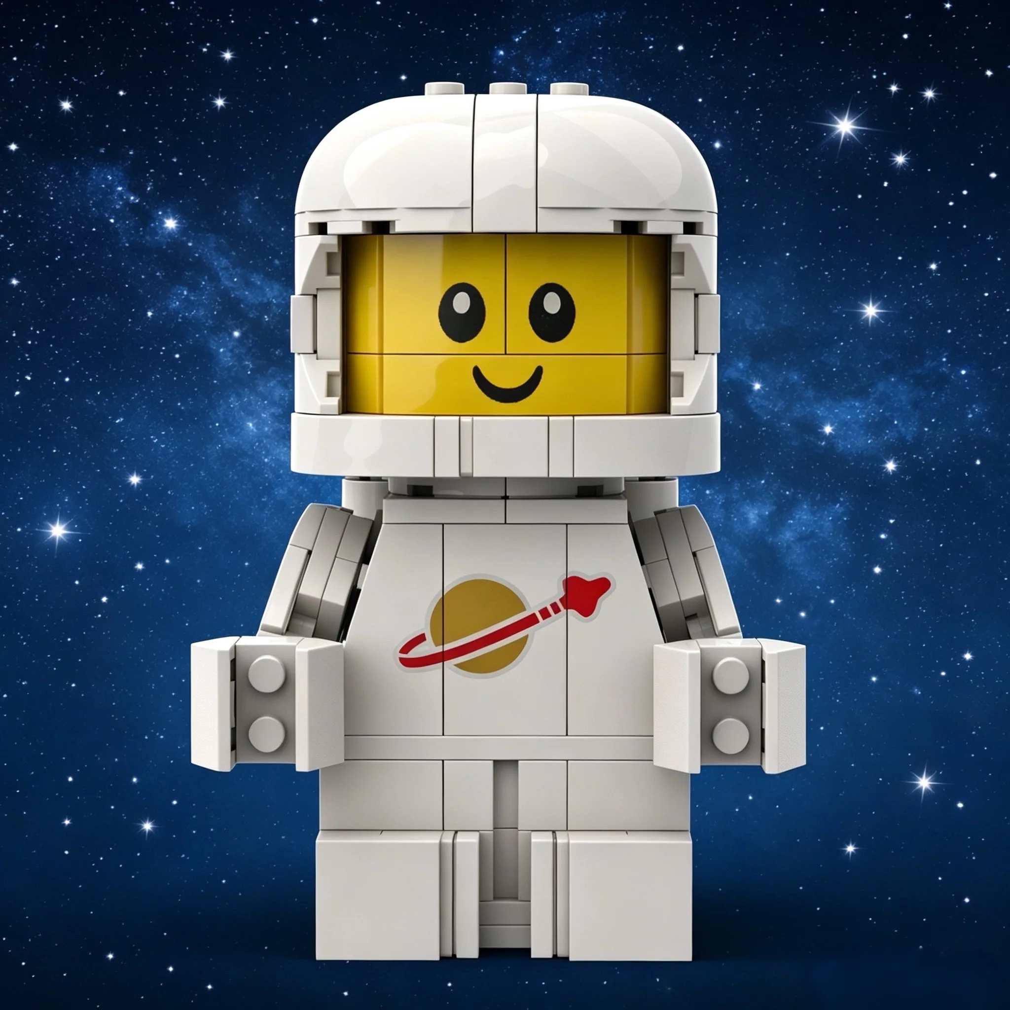 Kit de bloques de construcción Retro Space Explorer, figura de astronauta MOC con logotipo de cohete, modelo de ladrillos para colección y exhibición