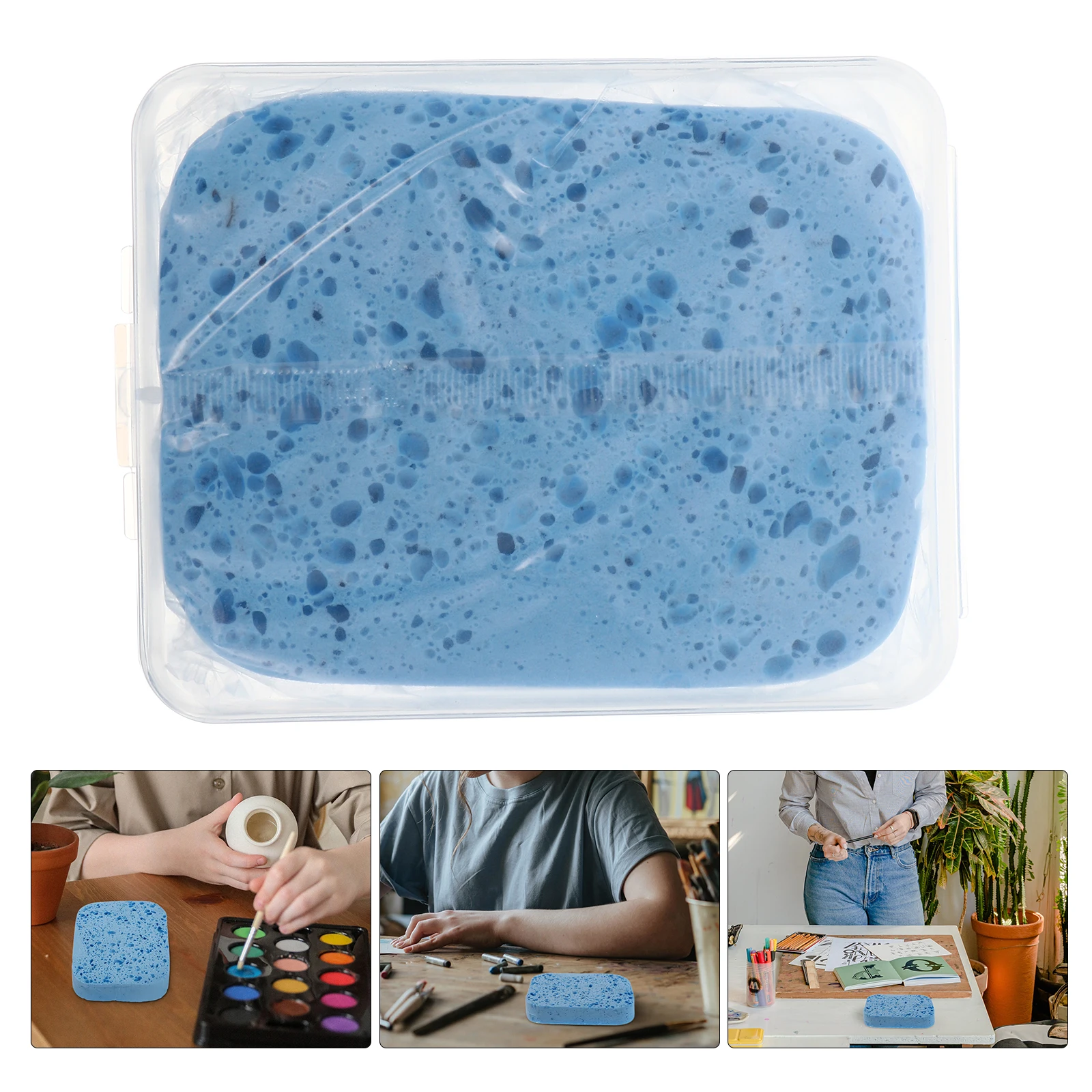 

1pc Watercolor Painting Blue Small Size Painting Sponge Moisturizing Box Water Absorbing Supplies Kids Lesson Tool