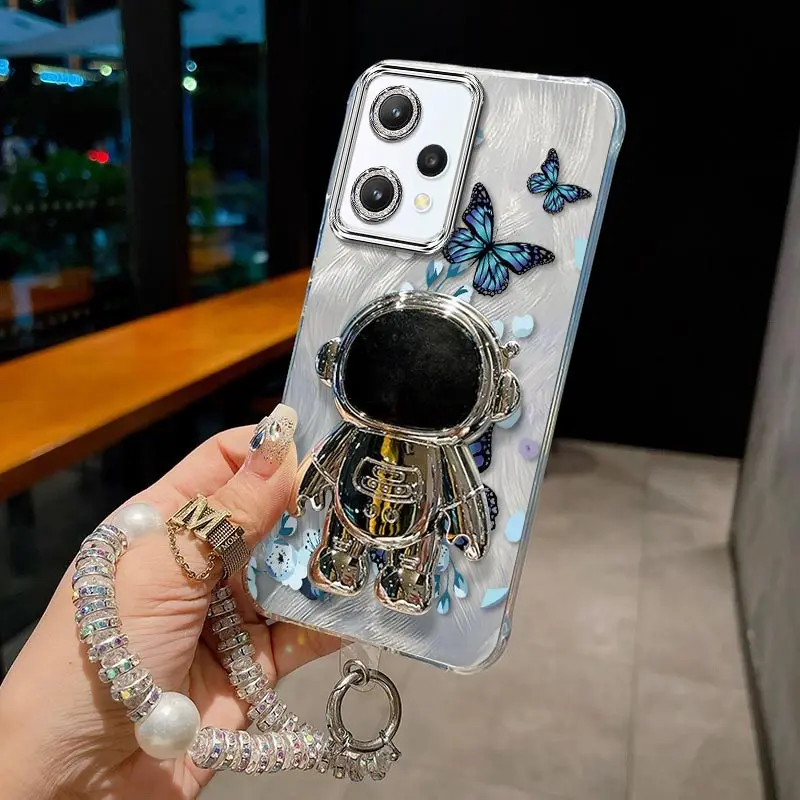 

9-й синий браслет-держатель с бабочкой, чехол для телефона Realme 9 9Pro 9ProPlus 5 5i 6i 5S V25 Note50 Narzo 50A 50Pro 10 50 N53 Cover