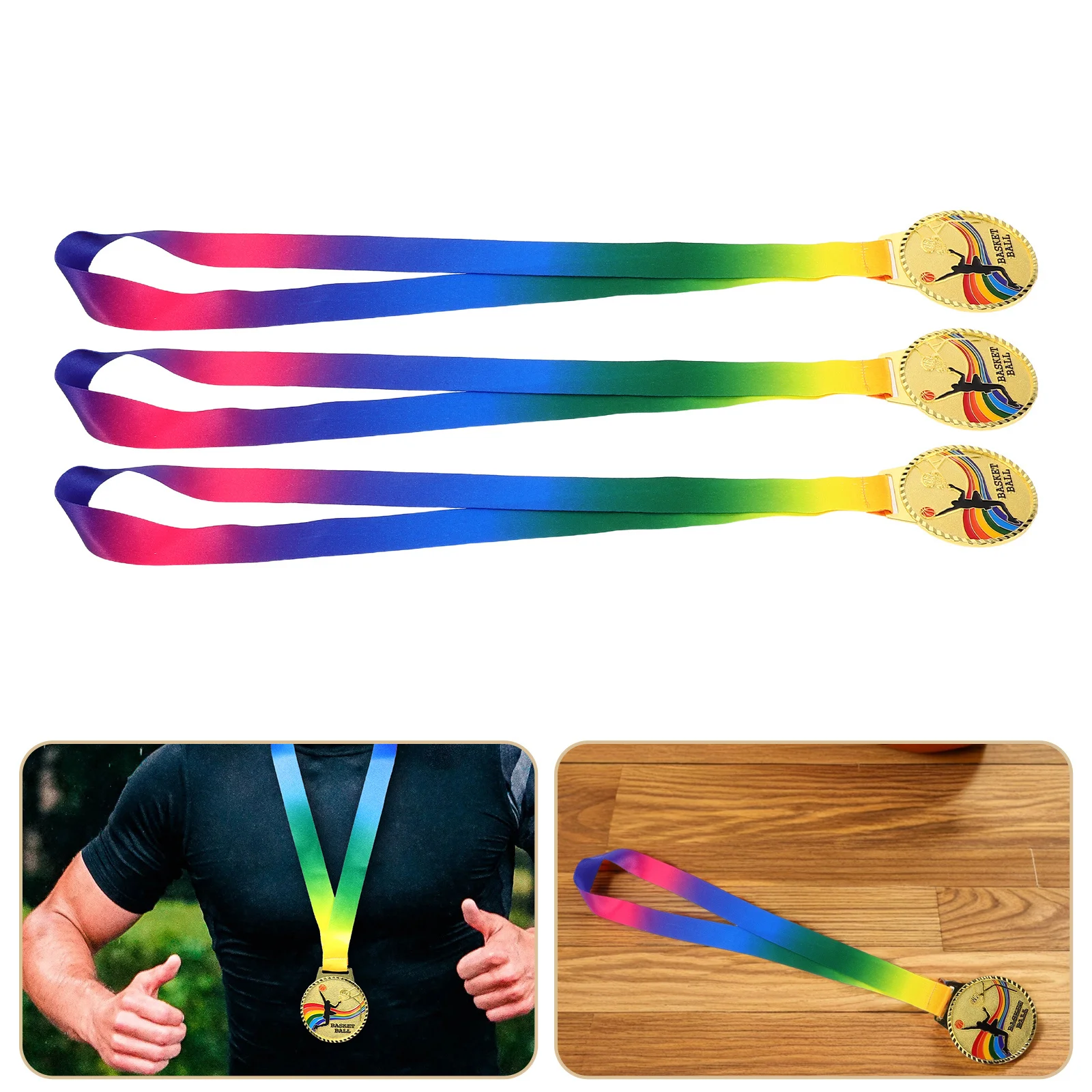 

3pcs Basketball Medals Metal Gold Medal For Students Zinc Alloy Winner Sports Competition Pendant Tournament Prize Reward
