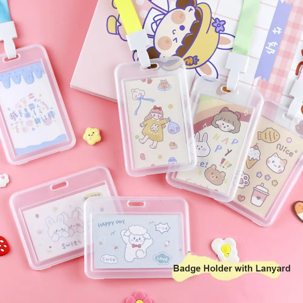 Release Plastic Card Sleeves Waterproof Nurse Teacher Vertical Name Tag Badge Holder with Lanyard Neck Lanyard ID Card Holder