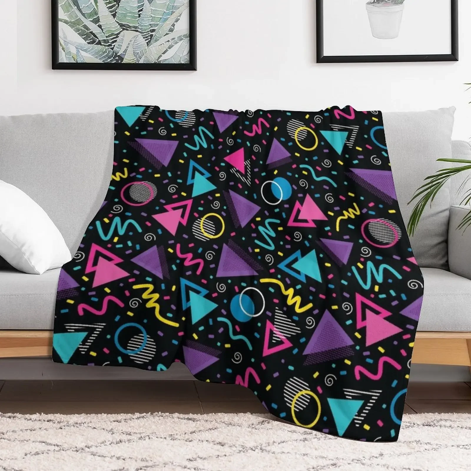 Neon Retro 90S Sprinkle Pattern Throw Blanket Ultra Soft Flannel Fleece Blanket for All Seasons