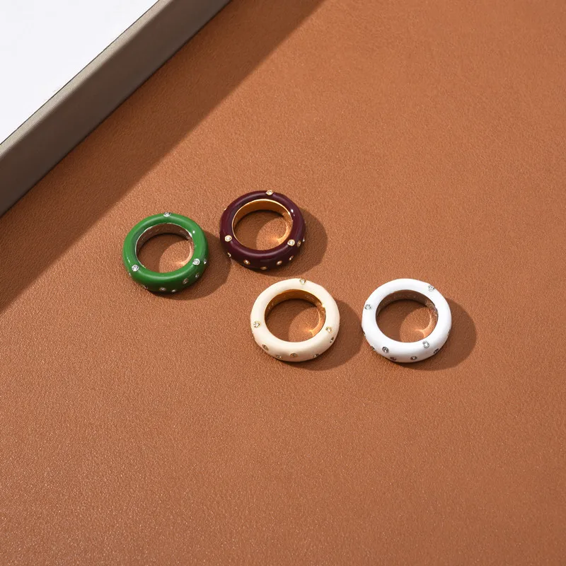 

Enamel Drip Glaze Inlaid Zircon Ring Net Celebrity The Same Street Wild Cold Style Ins Trend Fashion Trendy Brand Jewelry