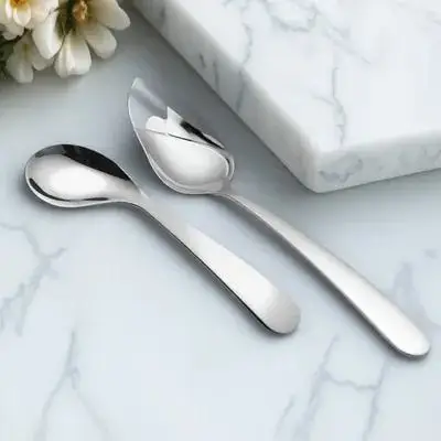 

2Pcs Stainless Steel Angled Spoon Lightweight Ergonomic Feeding Utensil for Elderly Disabled Patients Arthritis Care Self