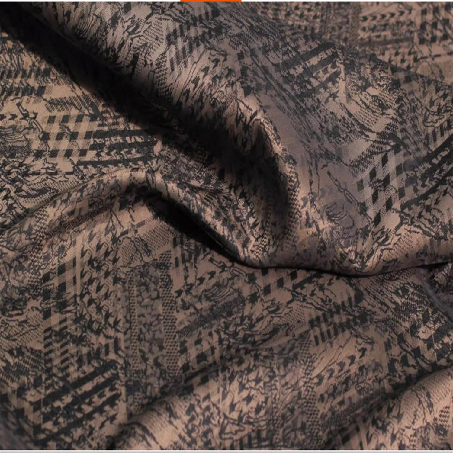 Designer caramel colored fabric, ancient costume film and television Chinese style jacquard designer fabric