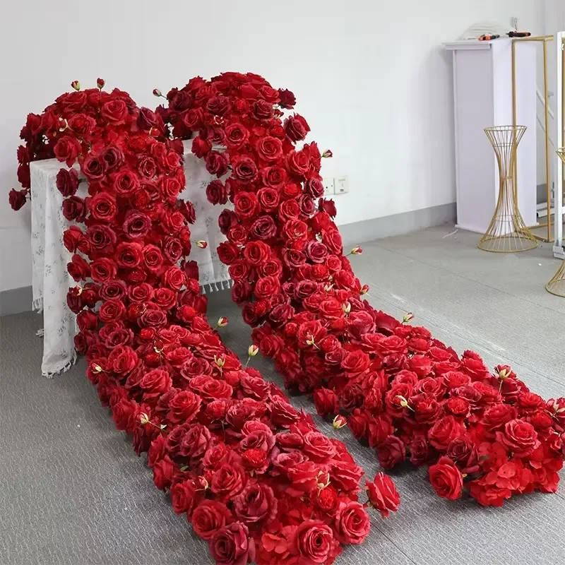 for Bulk Red Artificial Rose Decoration Cascading Design for Wedding Background Bridal Event Venue Romantic Aisle Decoration