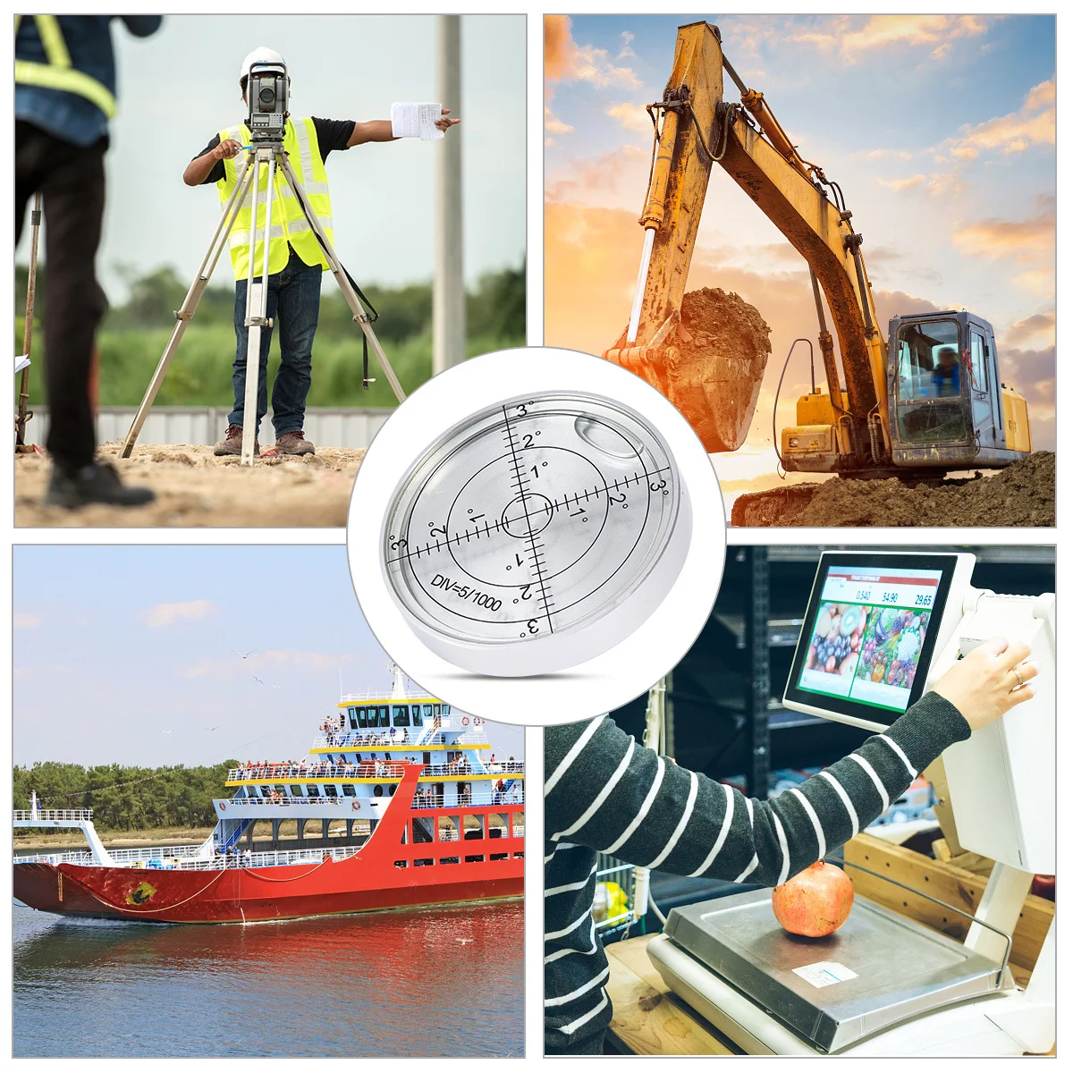 1pcs Circular Small Spirit Durable Plastic Horizontal Indicator For Construction Engineering Surveying Tool Compact Design