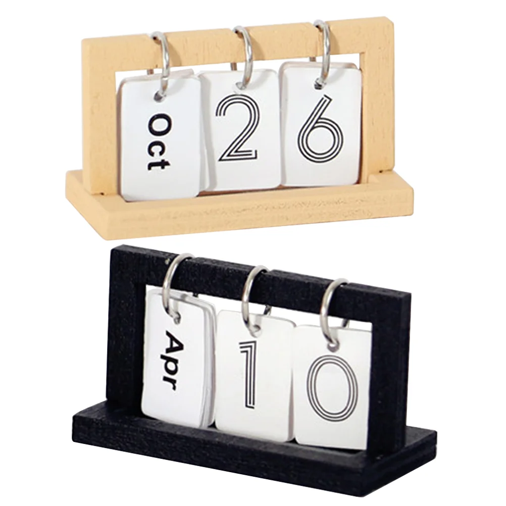 

2 Pcs Dollhouse Calendar Prop Mini Desk Standing Calendars Miniature Paper Desktop Decoration