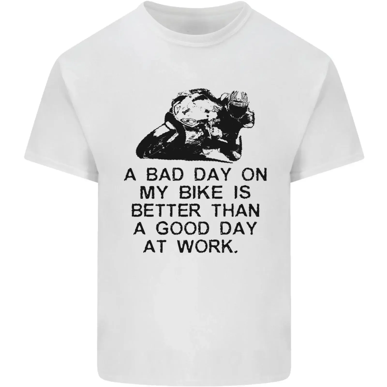Ein schlechter Tag auf meinem Motorrad – Herren-T-Shirt aus leichtem Baumwollstoff, Motiv 1 von 4, Vintage-Look, gewaschene Designerkleidung, Herrenmode, Grafik.