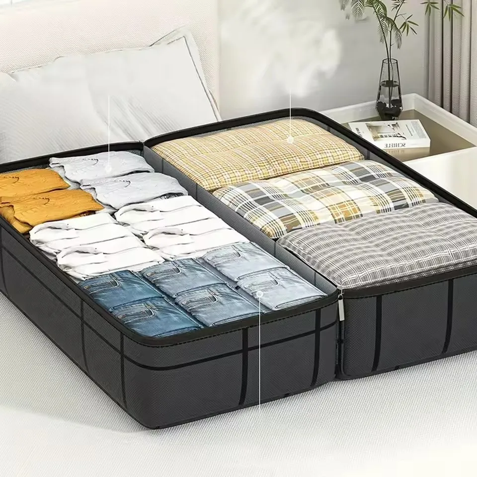 Large-capacity Hand-held Clothes Storage Bag Foldable Dust-proof Non-woven Fabric Packing Bags Bedroom Wardrobe Organizer