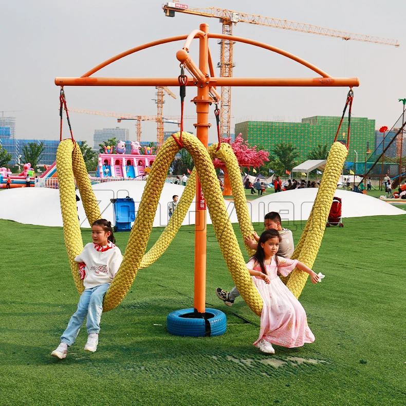 New Design Amusement Products Playground Rotating Swing Outdoor Sea Rope Swing Set For Kids Adults