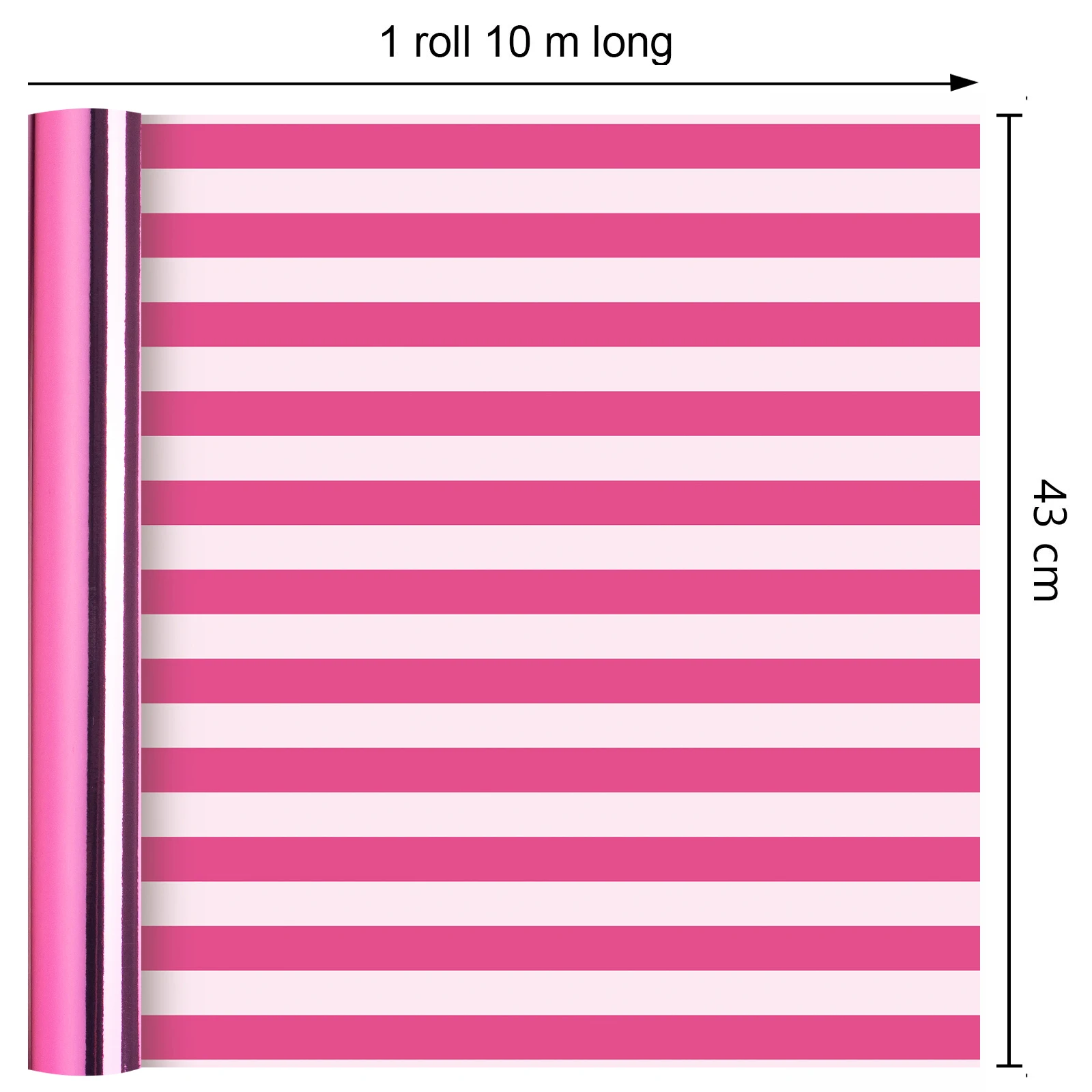 Wikadlik Hot Pink Wrapping Paper - Metallic Hot Pink Solid Color and Horizontal Stripes Gift Wrap Paper for Birthday, Valentines Day, Mothers Day - 43cm x 10m Mini Roll view 4