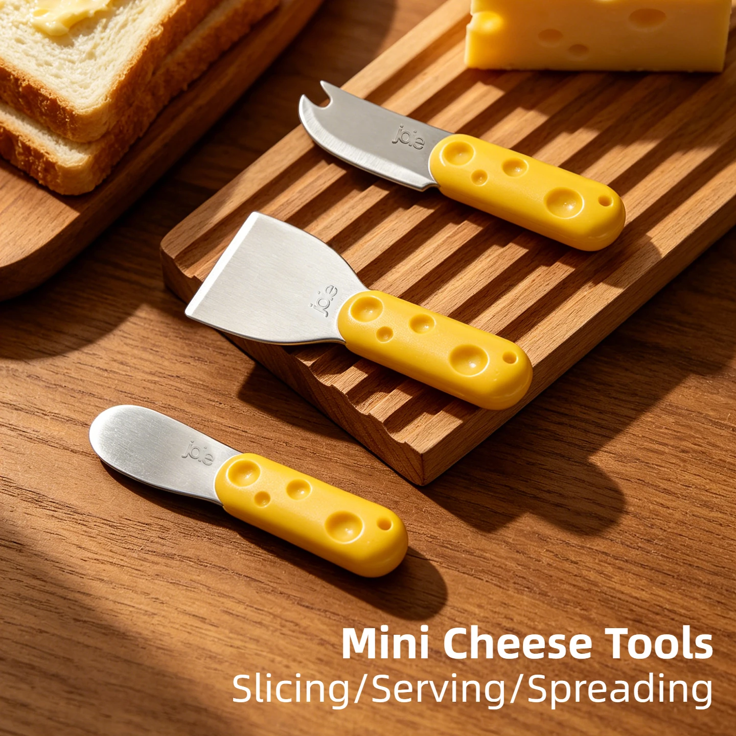 Joie Mini Outils à Fromage en Acier Inoxydable, Coupe-Fromage, Mini Spatule à Beurre et Confiture, Spatule à Pointe Fourchette, Ustensile à Trancher le Fromage pour la Maison