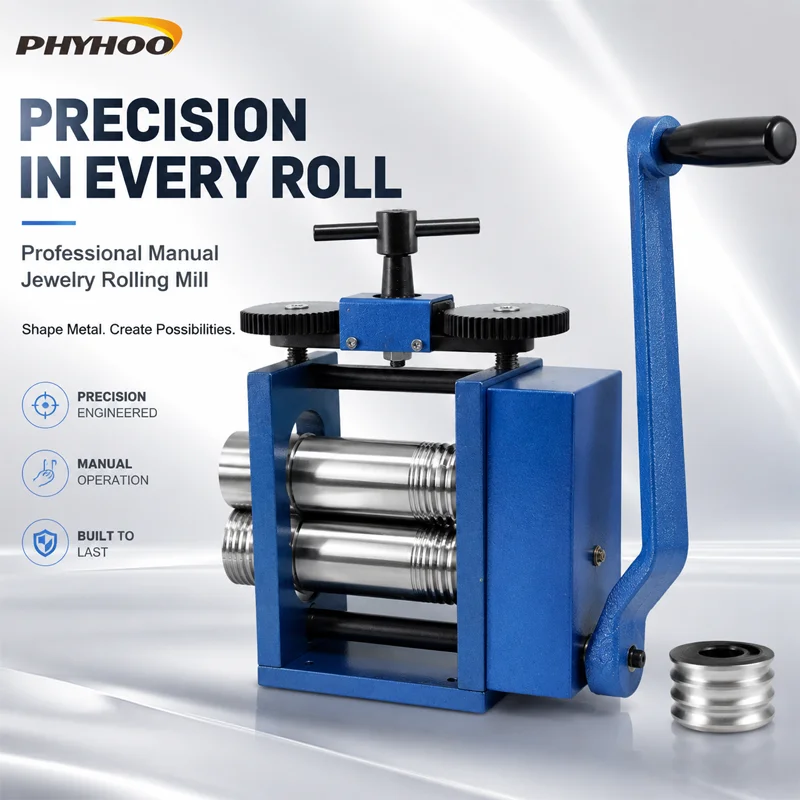 PHYHOO Manual Jewelry Rolling Mill Machine Combination Gold Silver Metal Sheet Wire Press Jewelry Making Tool for Jewelry Crafts