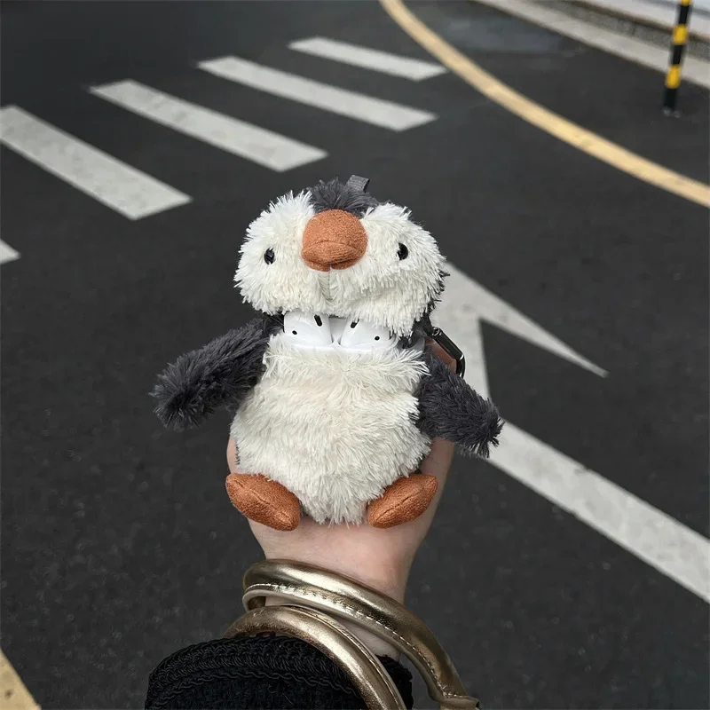 Funda de pingüino de peluche para AirPods 4 Airpod 1 2 3 Pro Pro2 auriculares Bluetooth caja de carga funda protectora para auriculares