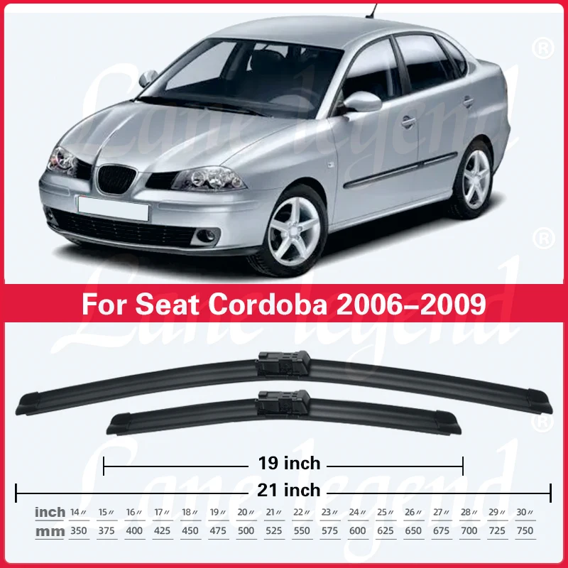Wiper LHD Front Wiper Blades For Seat Cordoba 2006 2007 2008 2009 Soft Rubber Windshield Windscreen Window Car Rain Brush 21\