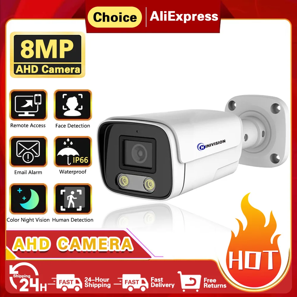 8MP AHD Bullet BNC Camera Outdoor Security Waterprrof Motion Detect 5MP Analog CCTV Camera 50M Infrared Color Night Vision XMeye