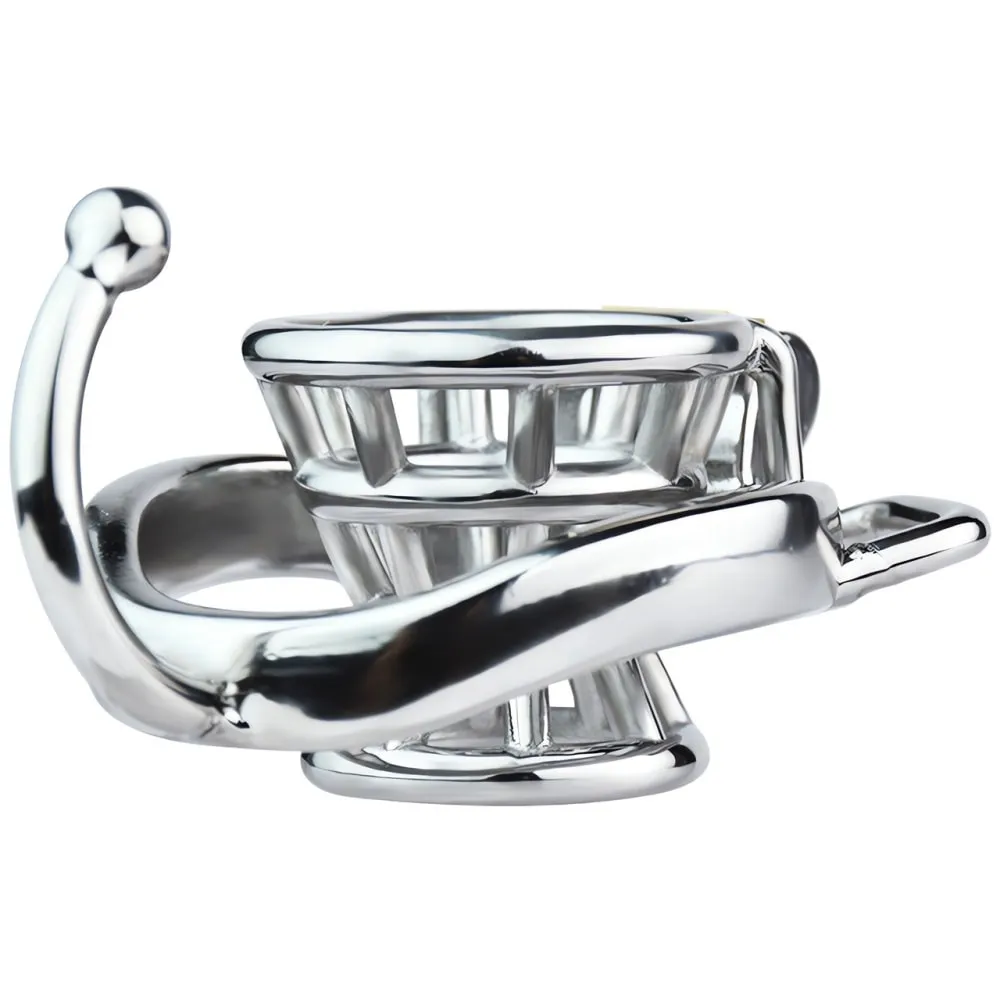 FRRK Flared Chastity Belt Negative Metal Cock Cage Device Bondage Lock Cock BDSM Flirting Sex Toy For Man Gay Adult Sex Supplies view 5
