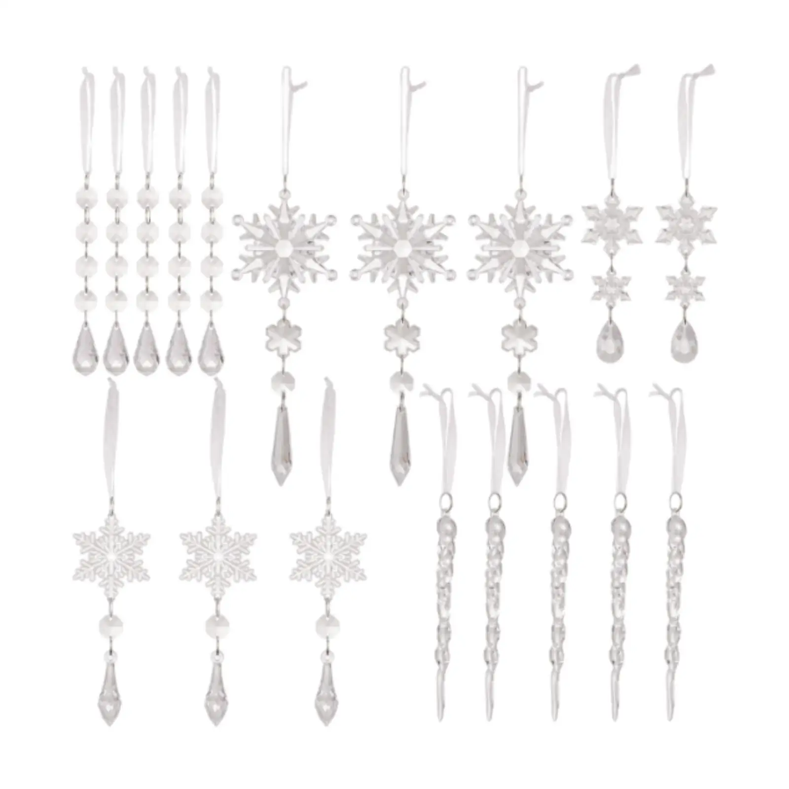 18 Pc Glitter Clear Snowflakes Decorative Pendant Birthday Snowflakes Christmas Tree Decorations Hanging Acrylic Icicle Drop