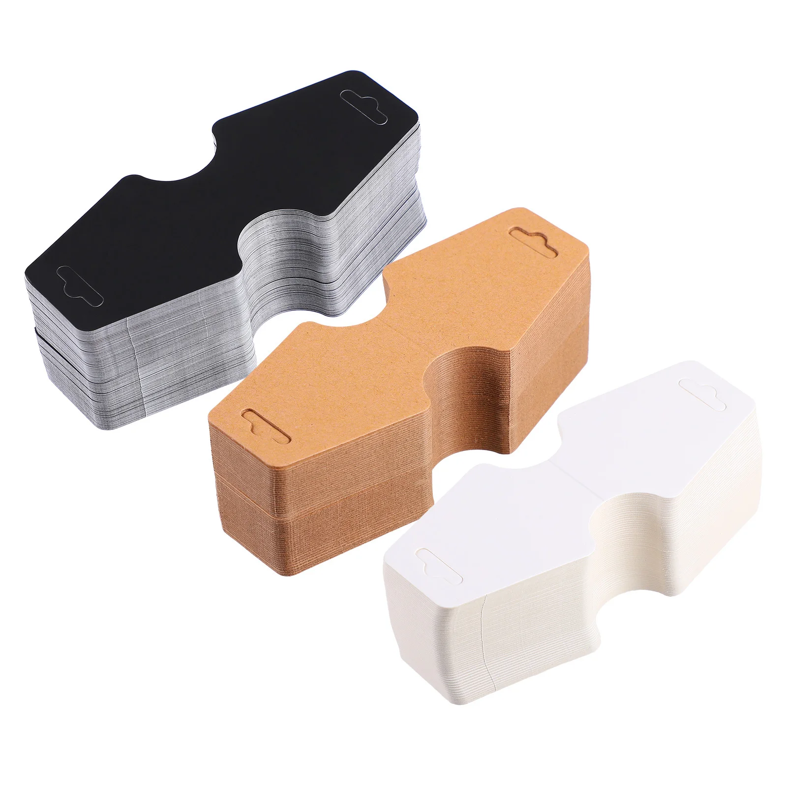 300 قطعة بطاقات عرض للمجوهرات ورق كرافت فارغ نصف أضعاف حامل بطاقات قلادة مع ثقب قبل قطع لسهولة التعبئة والتغليف