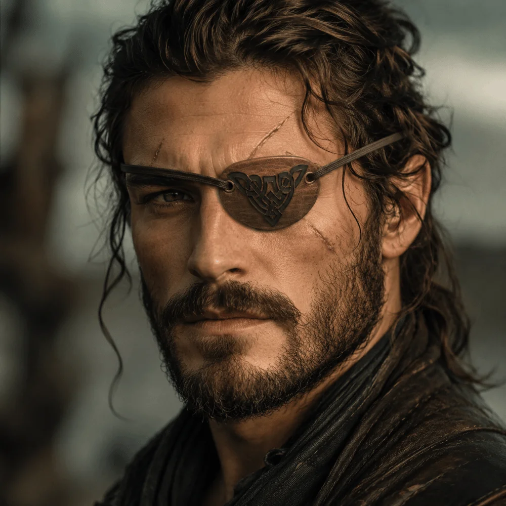 Classic Adjustable Pirate Eye Patch Vintage Brass Rivets Eye Mask Soft Embossed Pirate Prop Medieval Costume