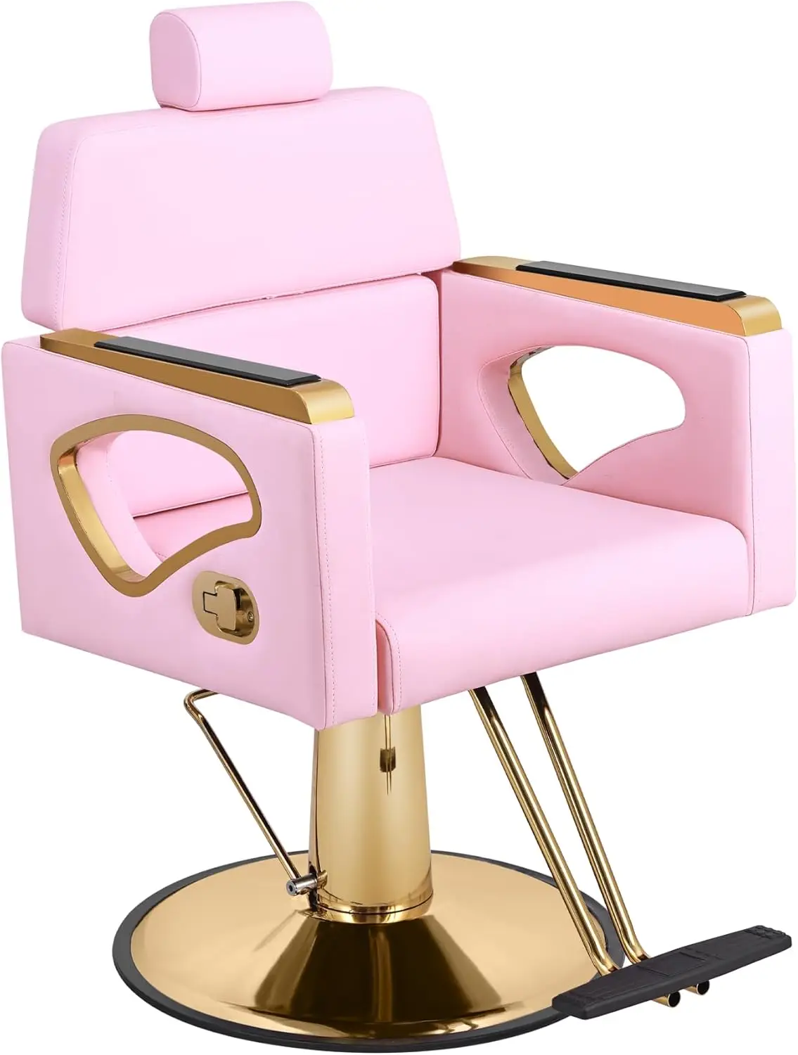 Pink Salon Chair Barber Chair, Professional Hydraulic Styling Chair for Hair Stylist, 135°Recline, Removable Headrest